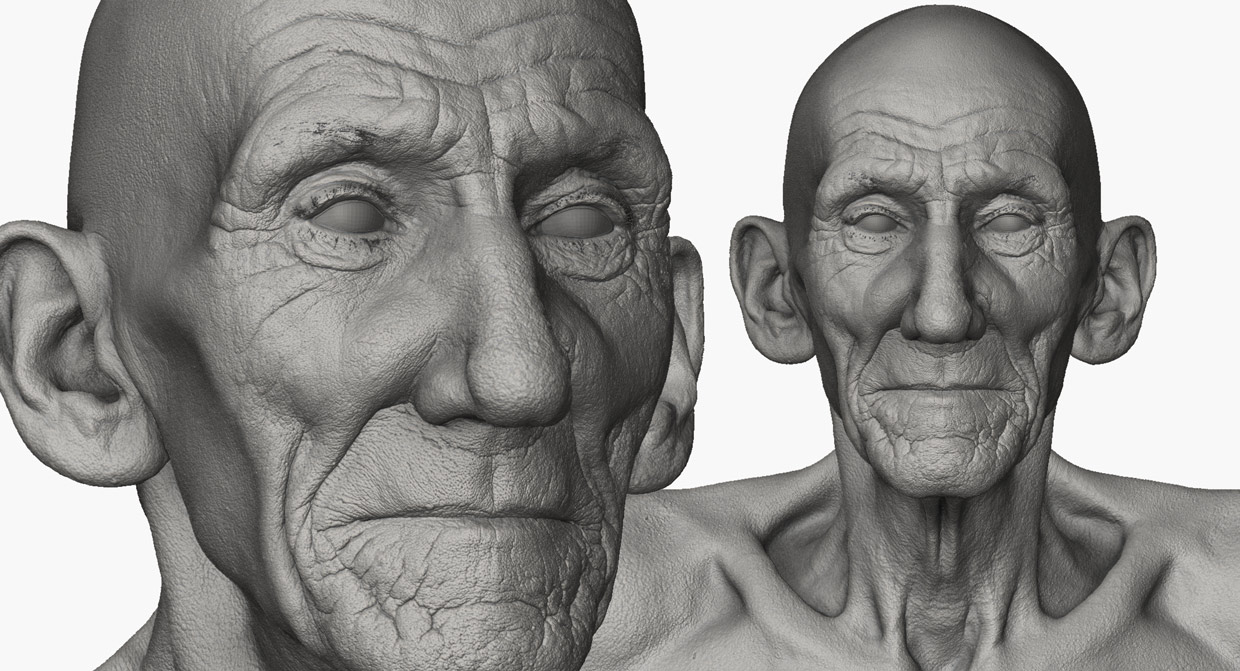 Zbrush old man wrinkled face 3d model download